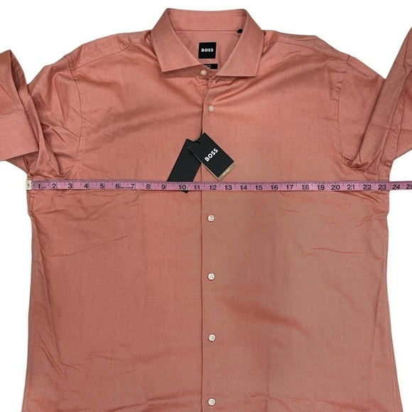 HUGO BOSS NWT Men’s Sharp Fit Easy Iron Button-Down Shirt Dark Orange SZ XL(17) - Picture 7 of 15